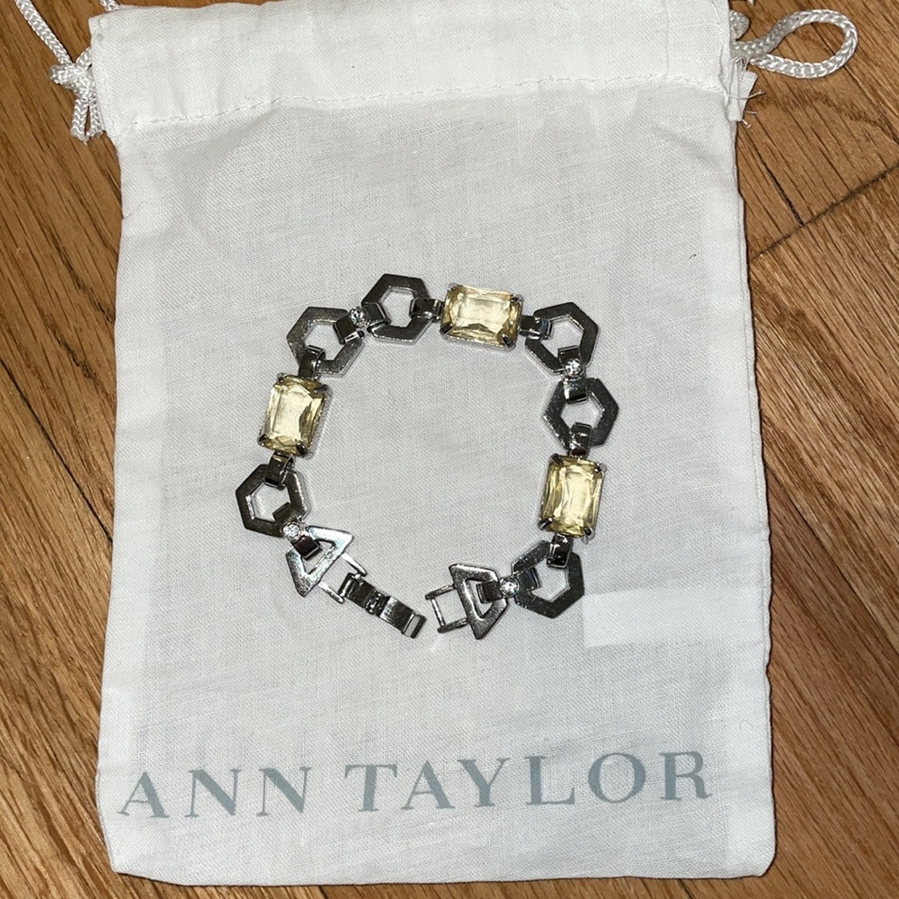ANN TAYLOR Clasp Silver Gem Bracelet